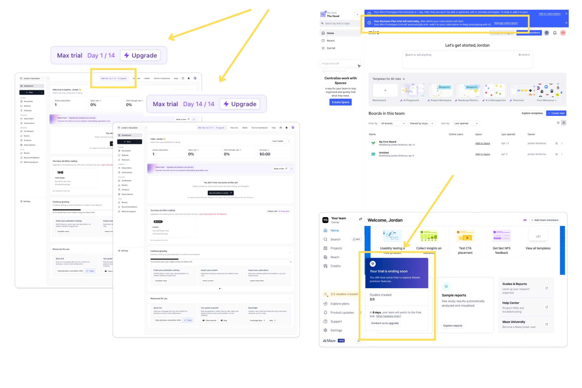 Example of one of the SaaS free trial mistakes identified by The Good involving overusing one monetization moment.