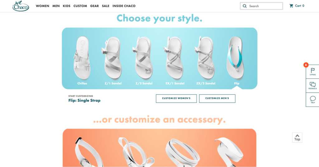 4-chaco-website-screenshot-with-variety-of-sandal-colors