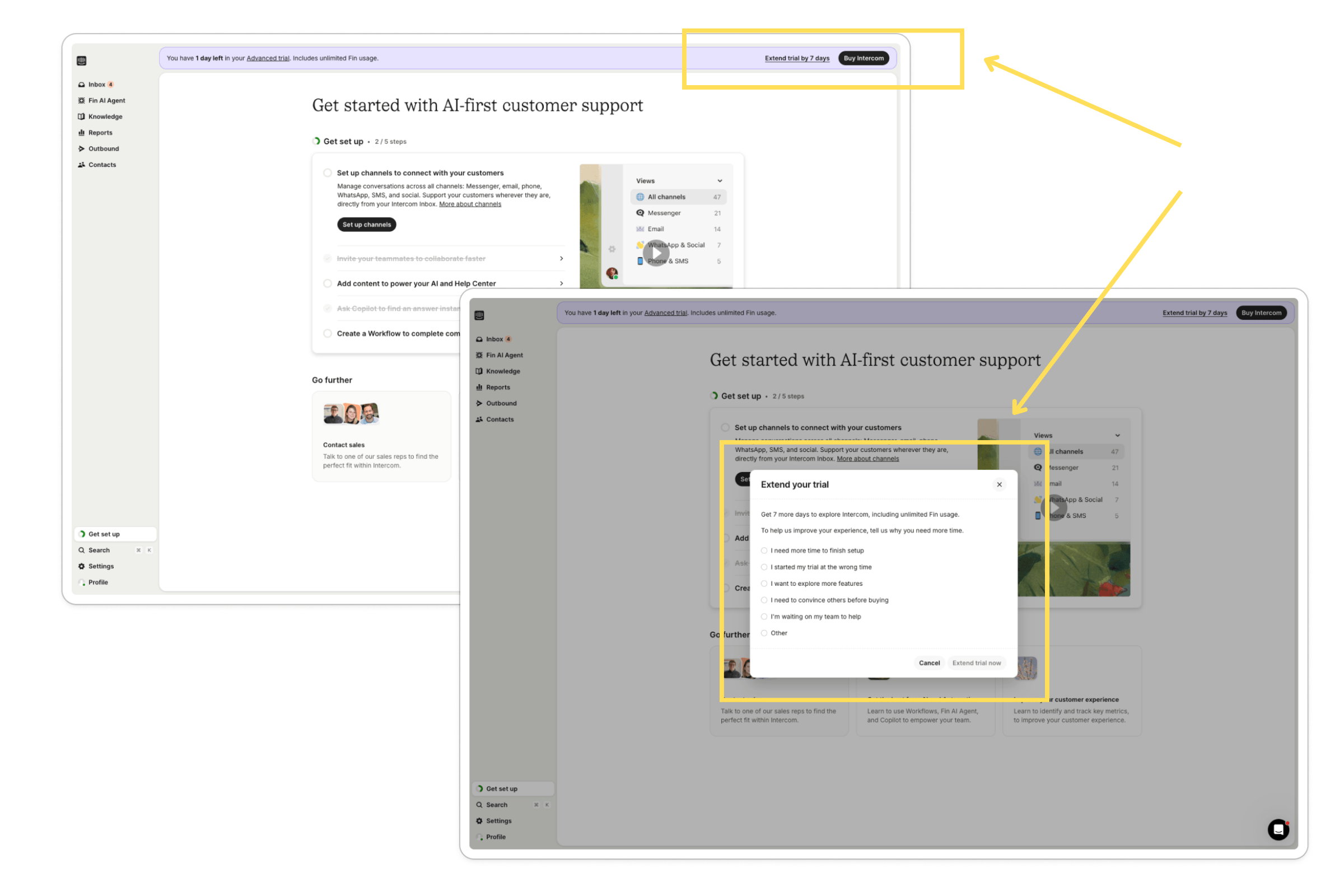 Example of one of the SaaS free trial mistakes identified by The Good involving running a trial extension that breaks its promise.