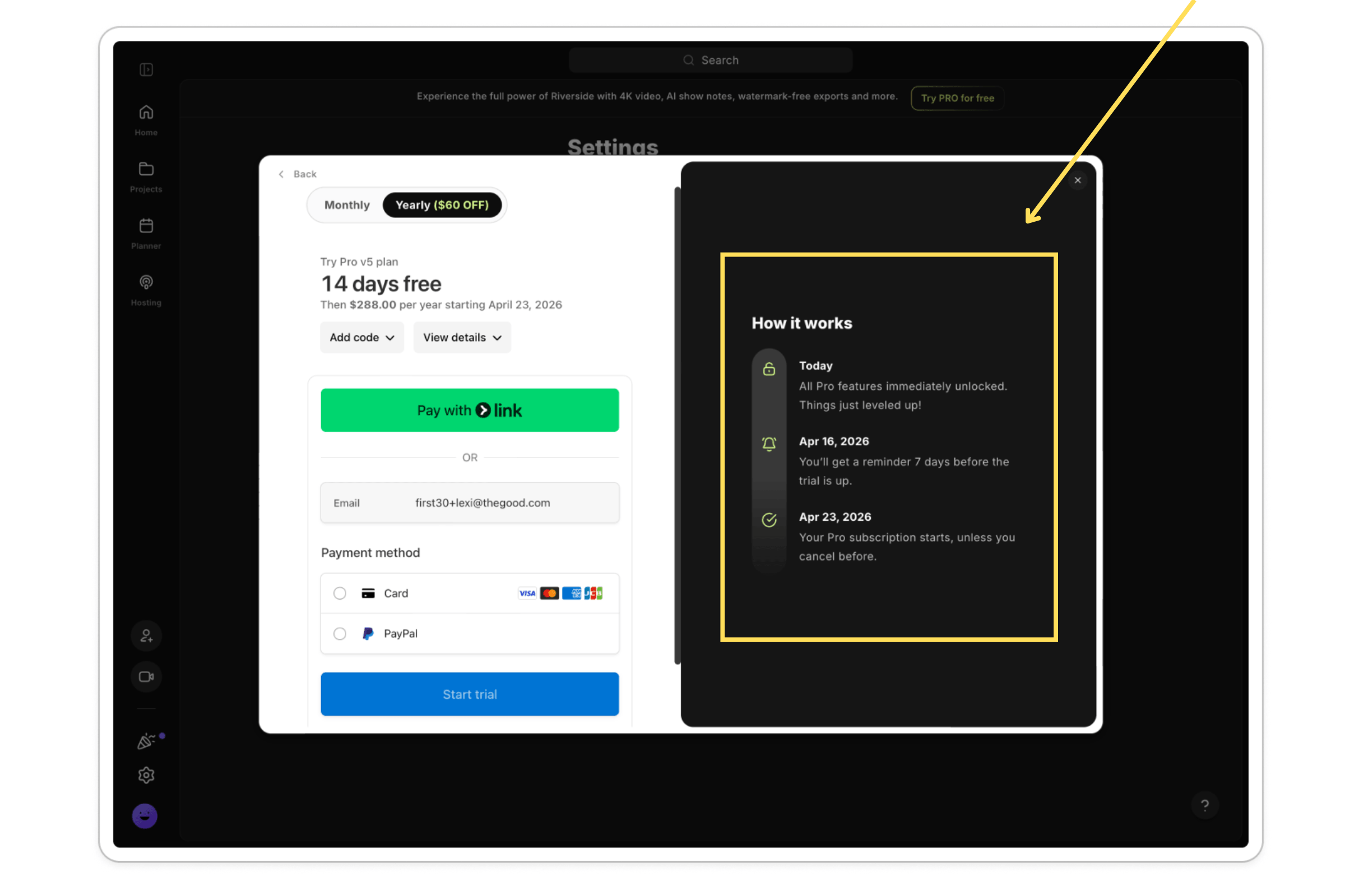 Example of one of the SaaS free trial mistakes identified by The Good involving staying quiet about where the trial stands.