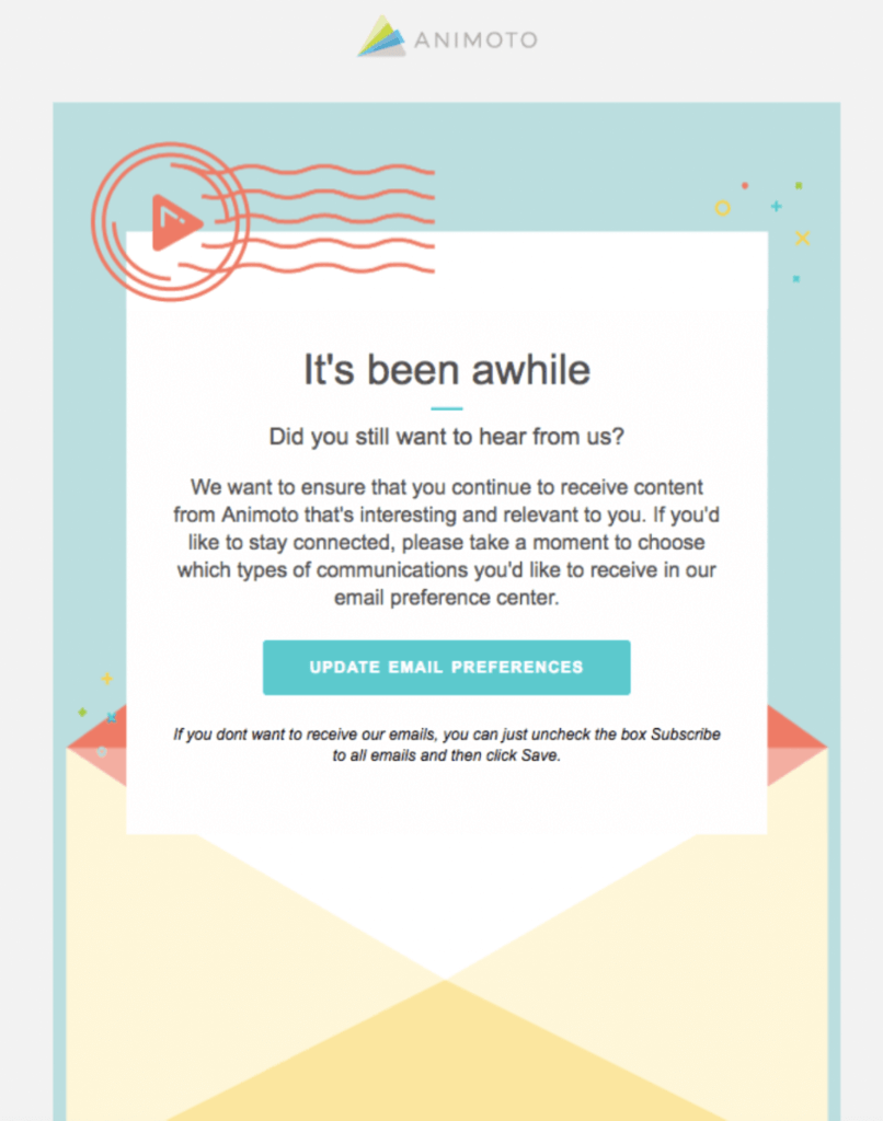 Animoto winback email