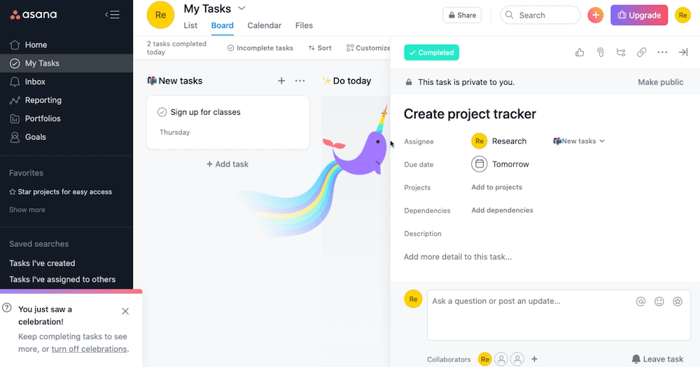 Asana user onboarding