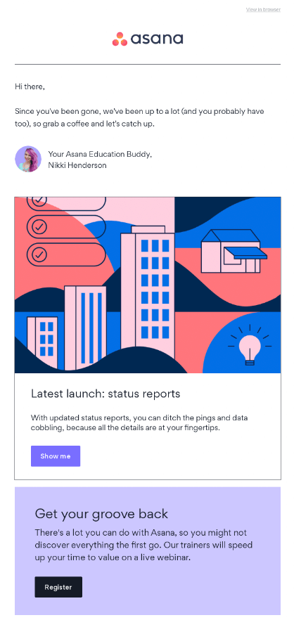 Asana winback email