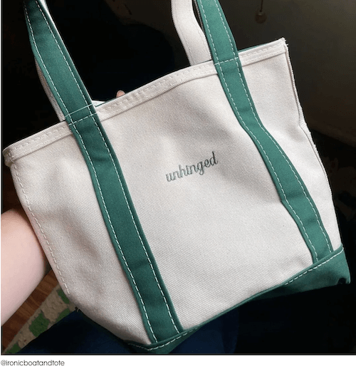 LL-Bean product customization with Gen z phrases