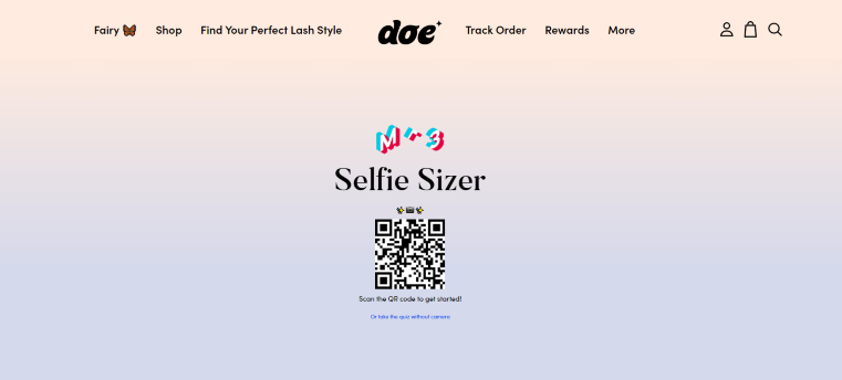 Screenshot of Doe Lashes' QR code for their Selfie Sizer product recommendation quiz.