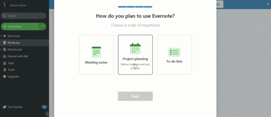 evernote usage question