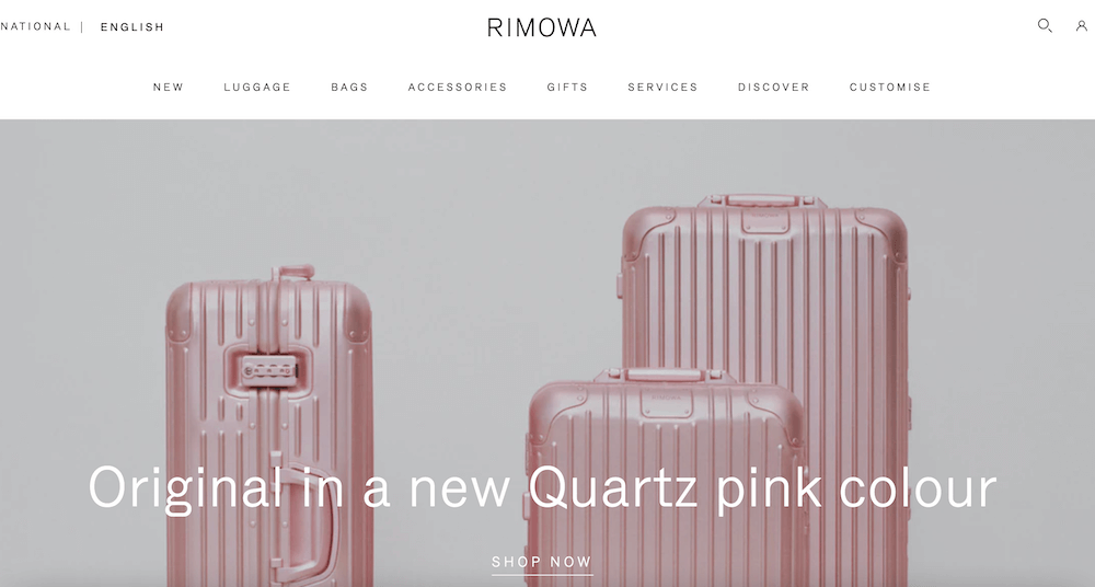 rimowa suitcase above the fold contetn