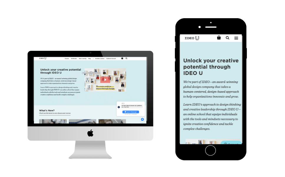 ideo u website screenshots for case study