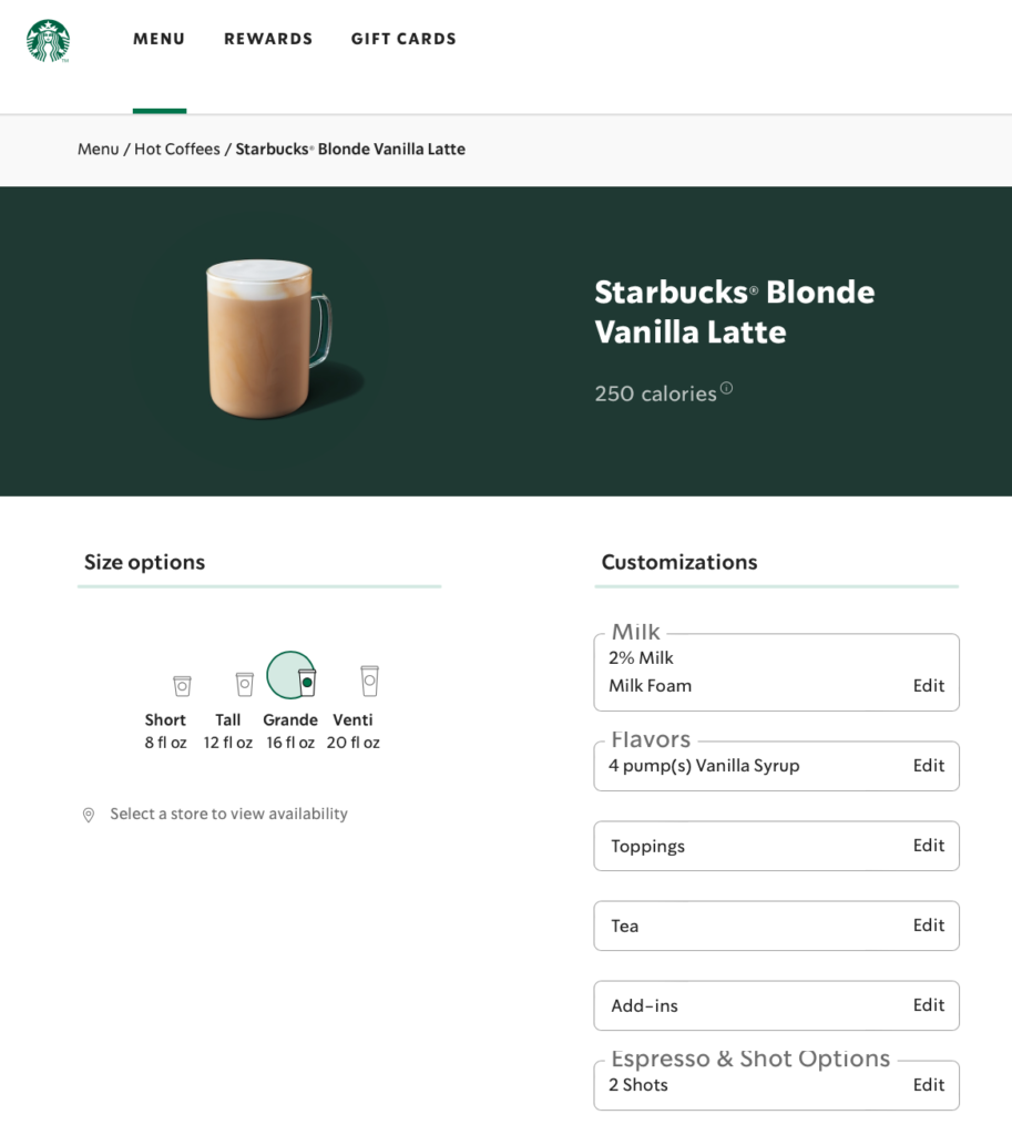 Starbucks has a winning product customizer