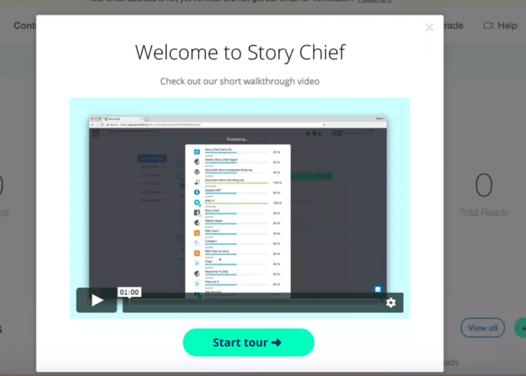 StoryChief making use of social proof by including testimonials in the onboarding