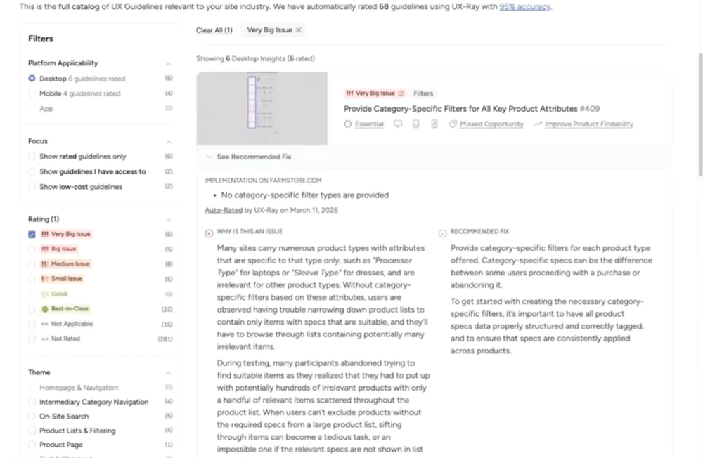A screenshot of UX-Ray, one of the tools included in The Good AI tools testing effort.