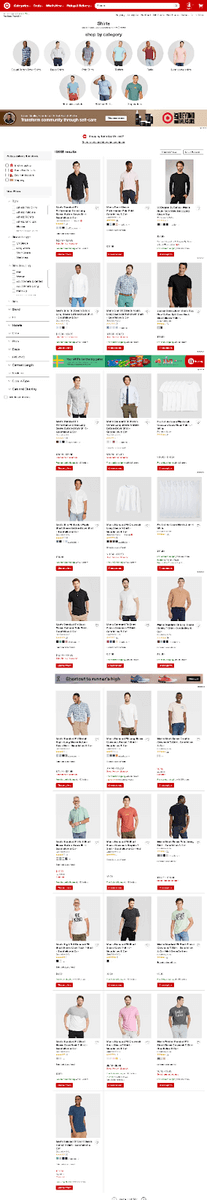 screenshot of Target's category page for men's wear that served as a basis for eManualOnline