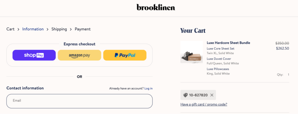 brooklinen checkout