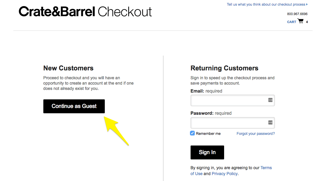 cart-abandonment-Crate and Barrel Checkout