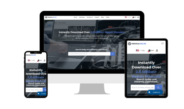 eManualOnline website being displayed on several device screens