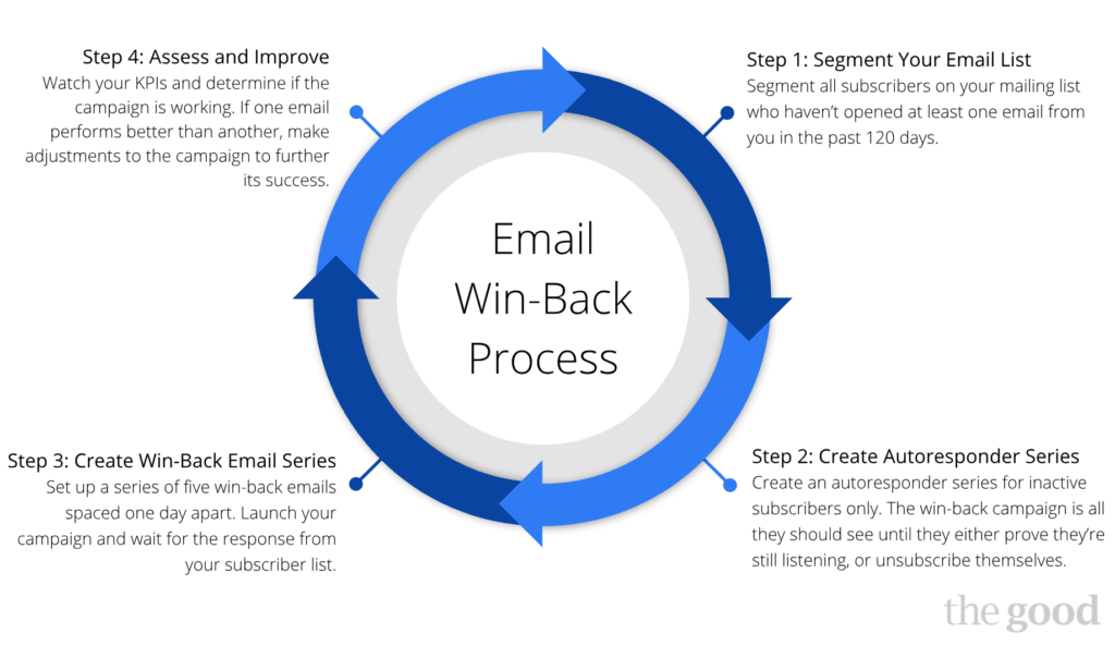 win back email campaign process graphic