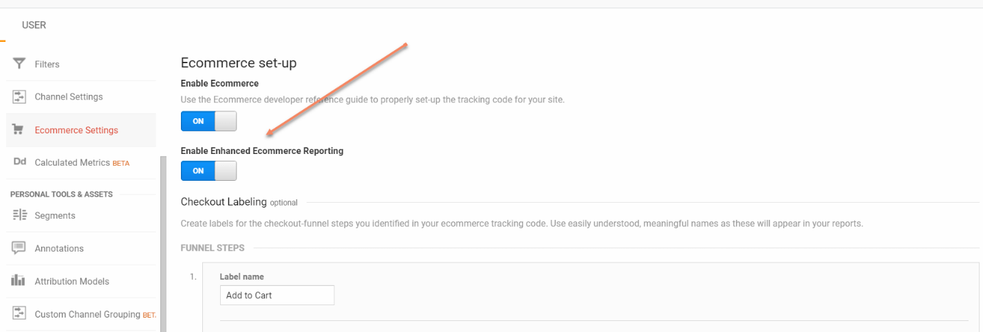 enhanced ecommerce google analytics screenshot
