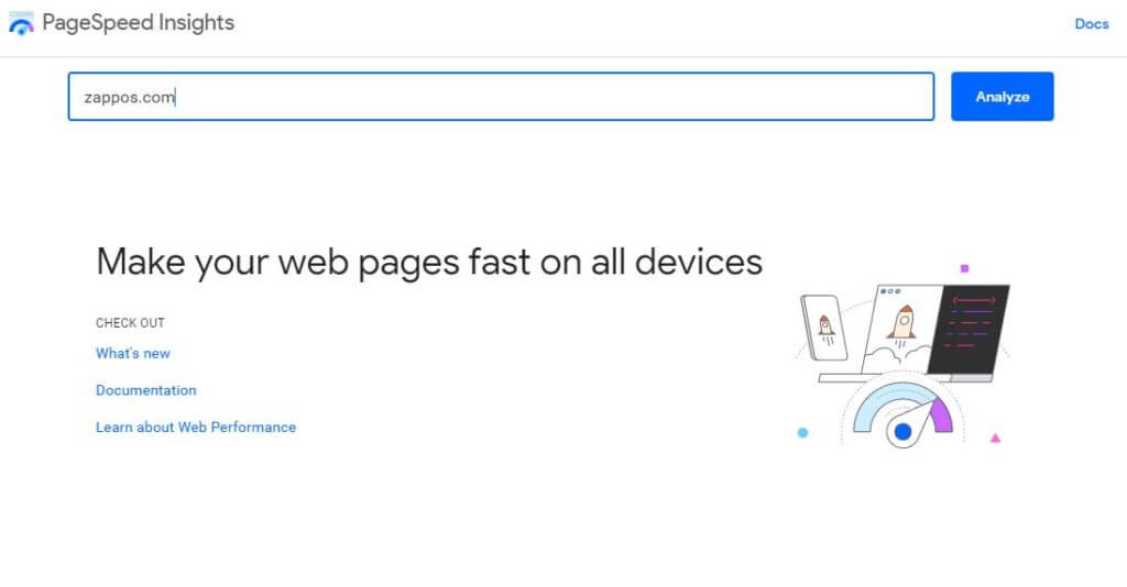 enter url pagespeed insights to see your site speed