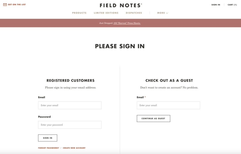 field note checkout