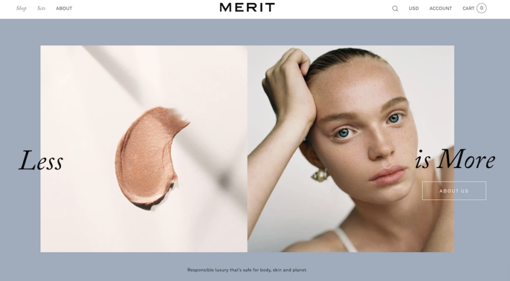 home page example of how to tell your brand story from merit beauty