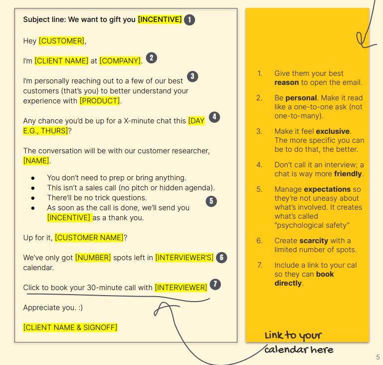 email template for customer research reach out