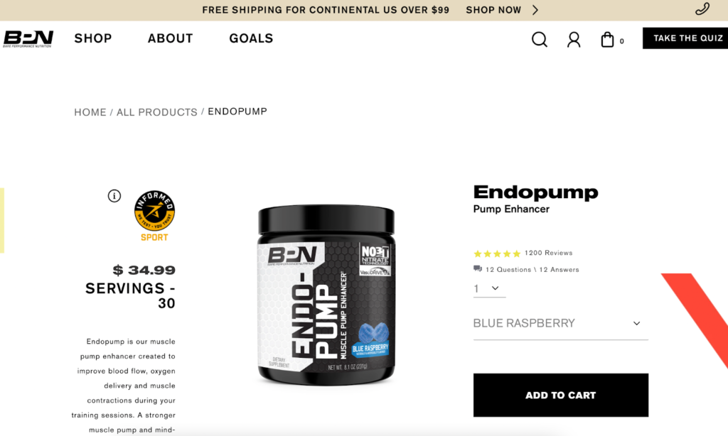 bare performance nutrition product page example for your CRO audit