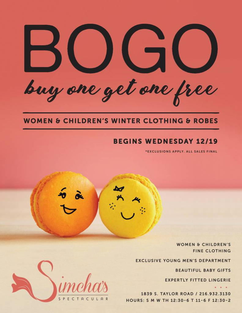 BOGO sale from Simcha's