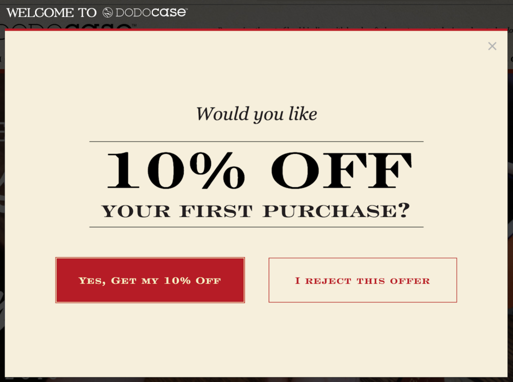 10% off first time customer discount