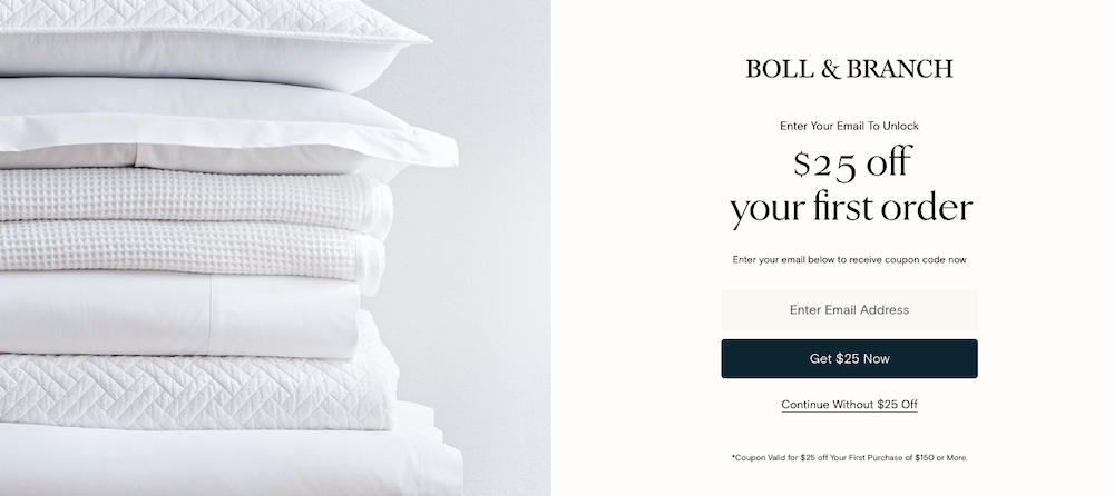 Boll & Branch $25 off discount pricing