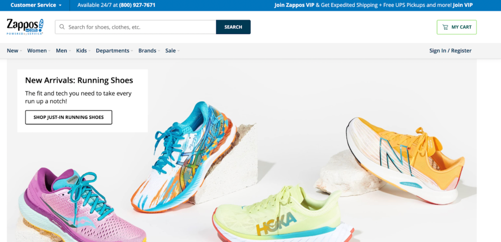 Zappos home page