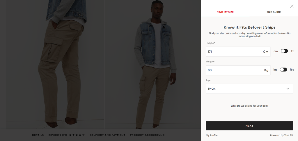 H&M product landing page