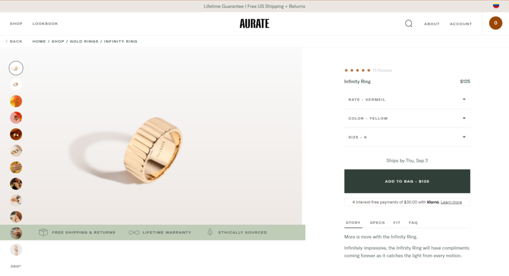 aurate product landing page examples