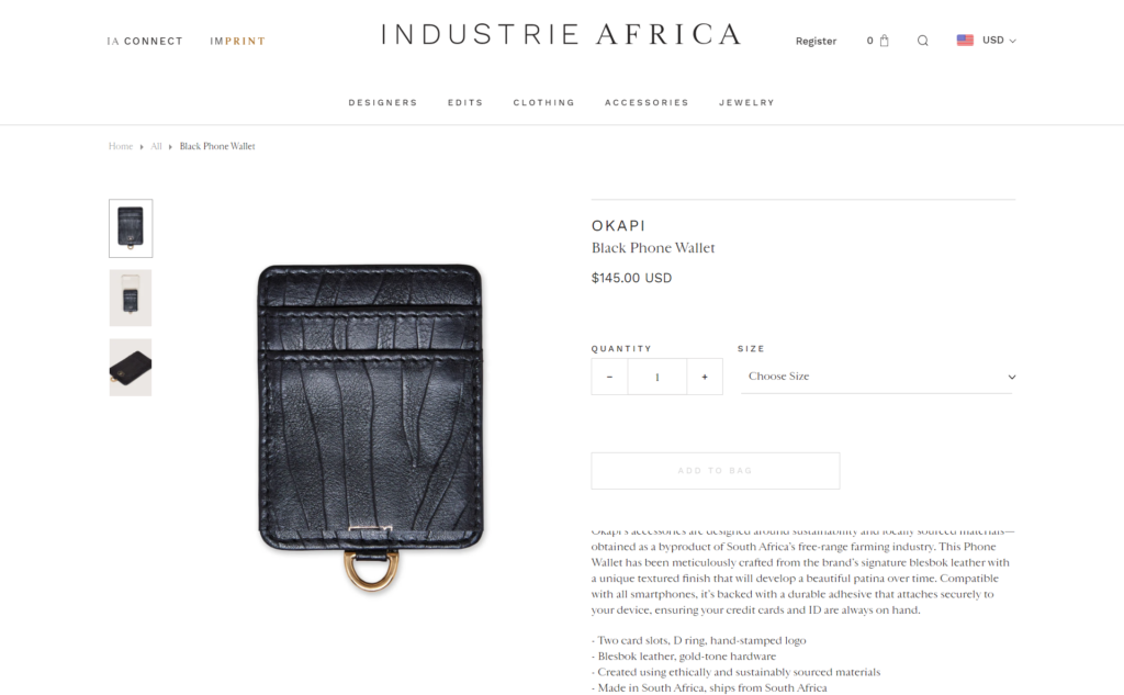 industrie africa product landing page examples