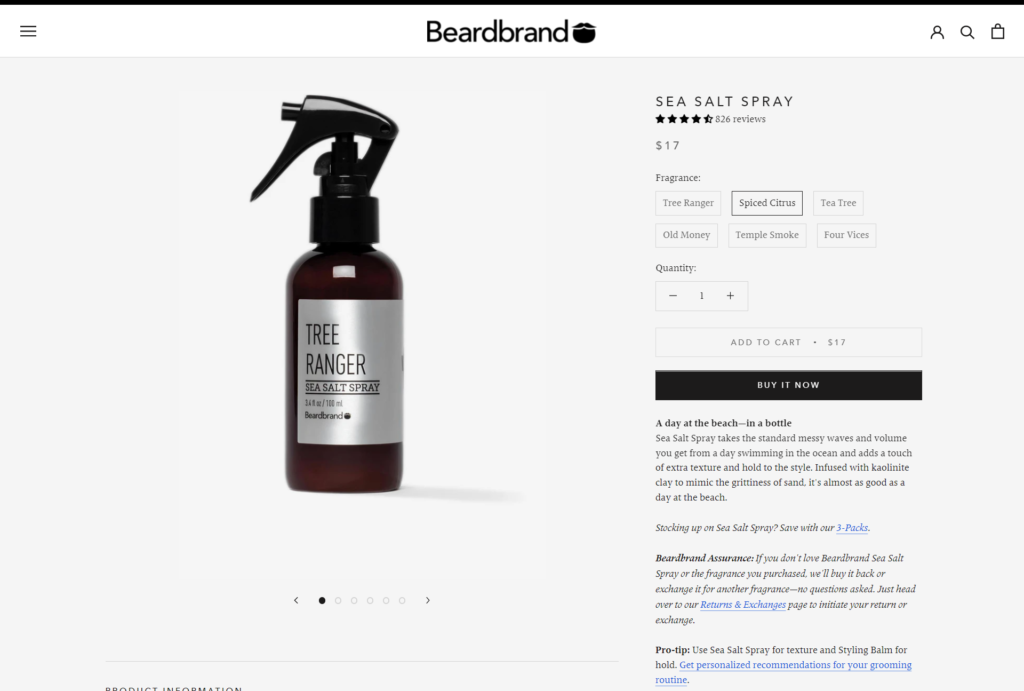 beardbrand product landing page examples