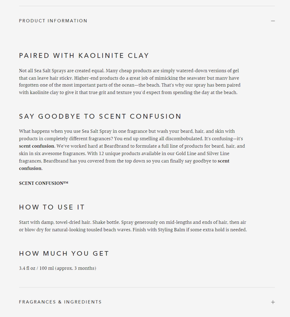 beard brand product landing page examples