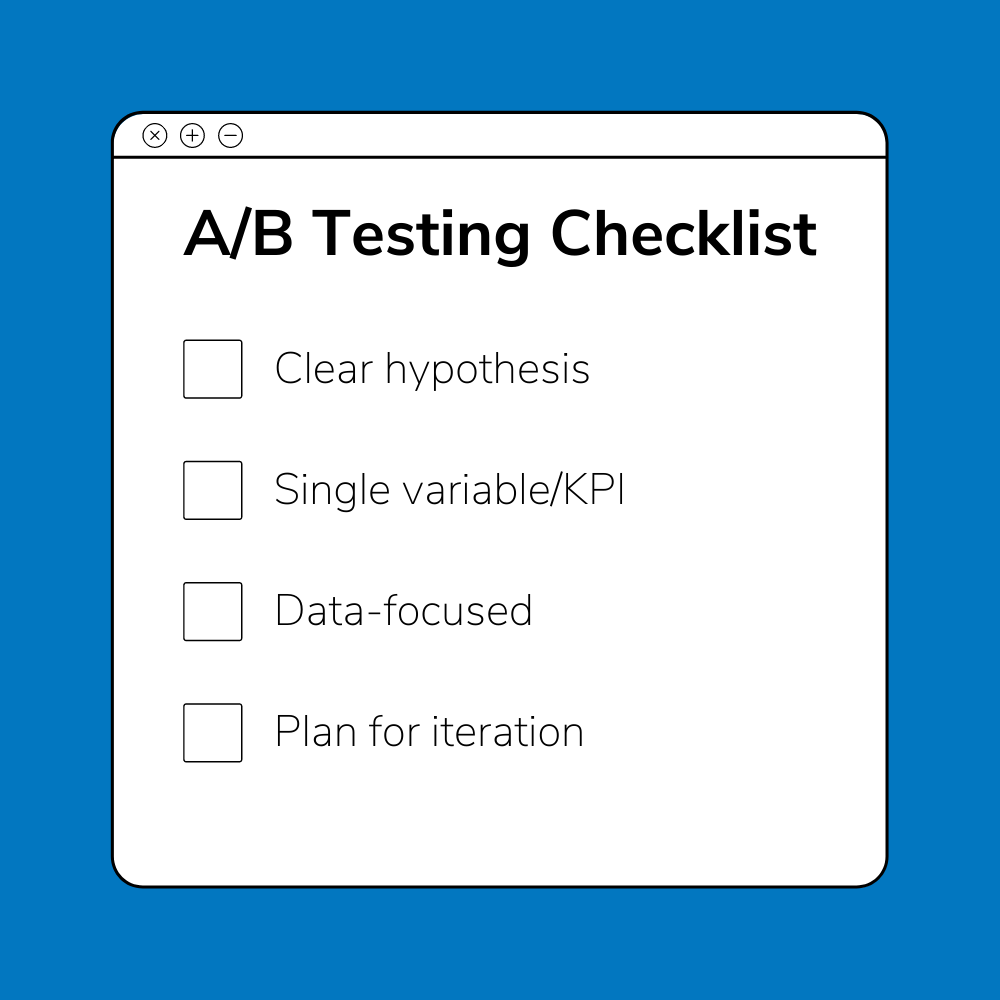 a/b testing examples checklist