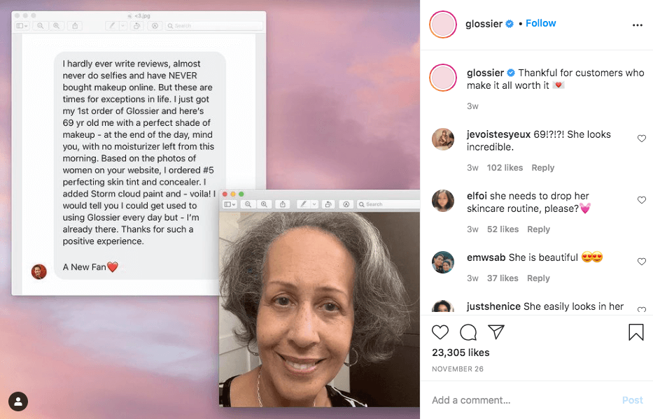 glossier social media reviews