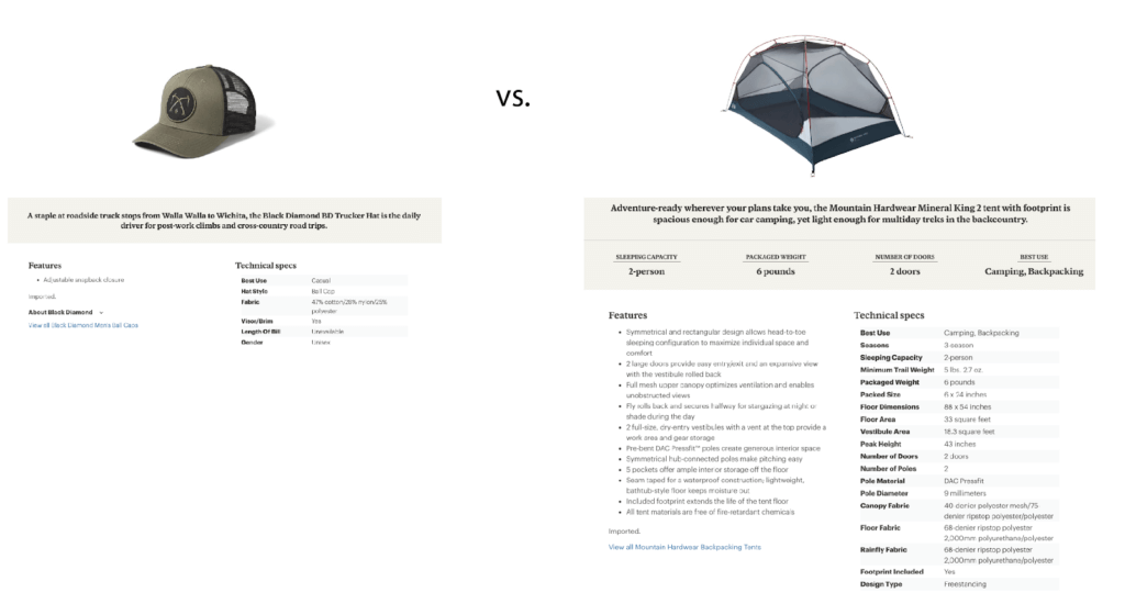 Comparative product descriptions to show that length varies based on the complexity of the product