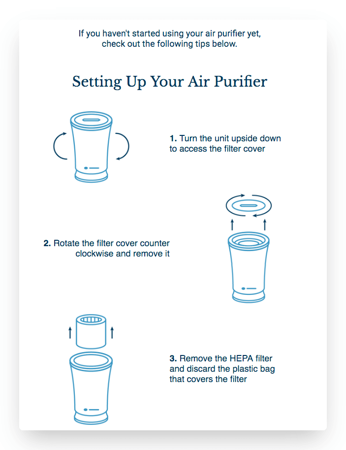 allergy buyers club setting up your air purifier instructions are a great addition to a post-purchase experience