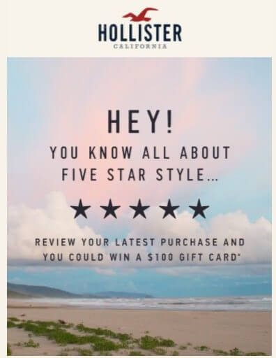 hollister product review email