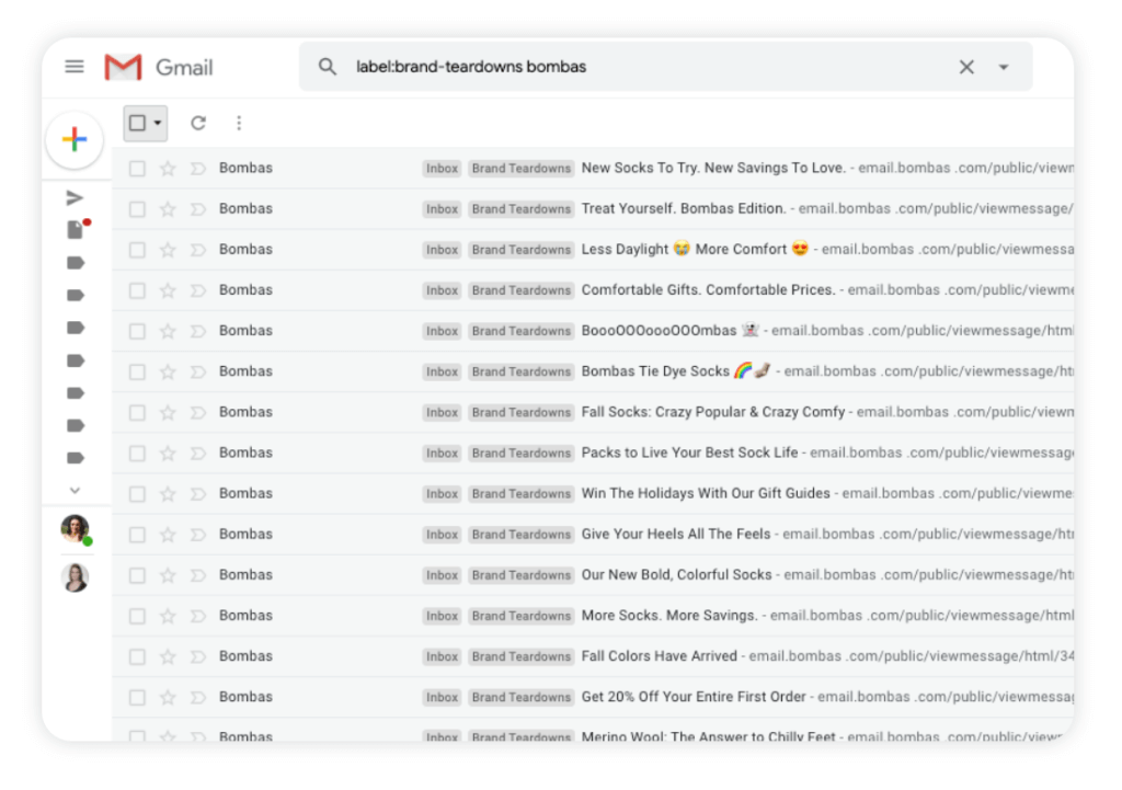 screenshot of email inbox showing the insanity of DTC marketing