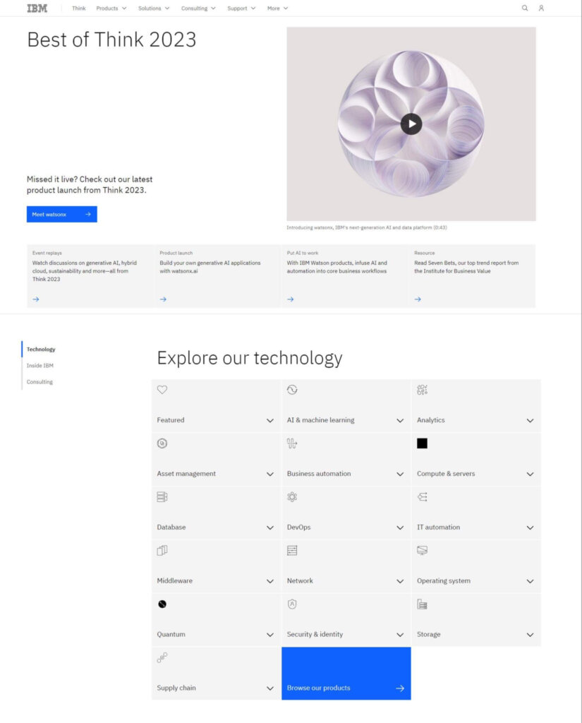 IBM drop down menu