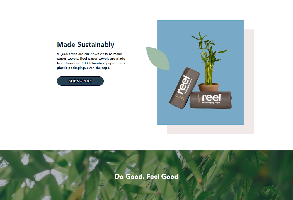 reel deodorant product landing page example