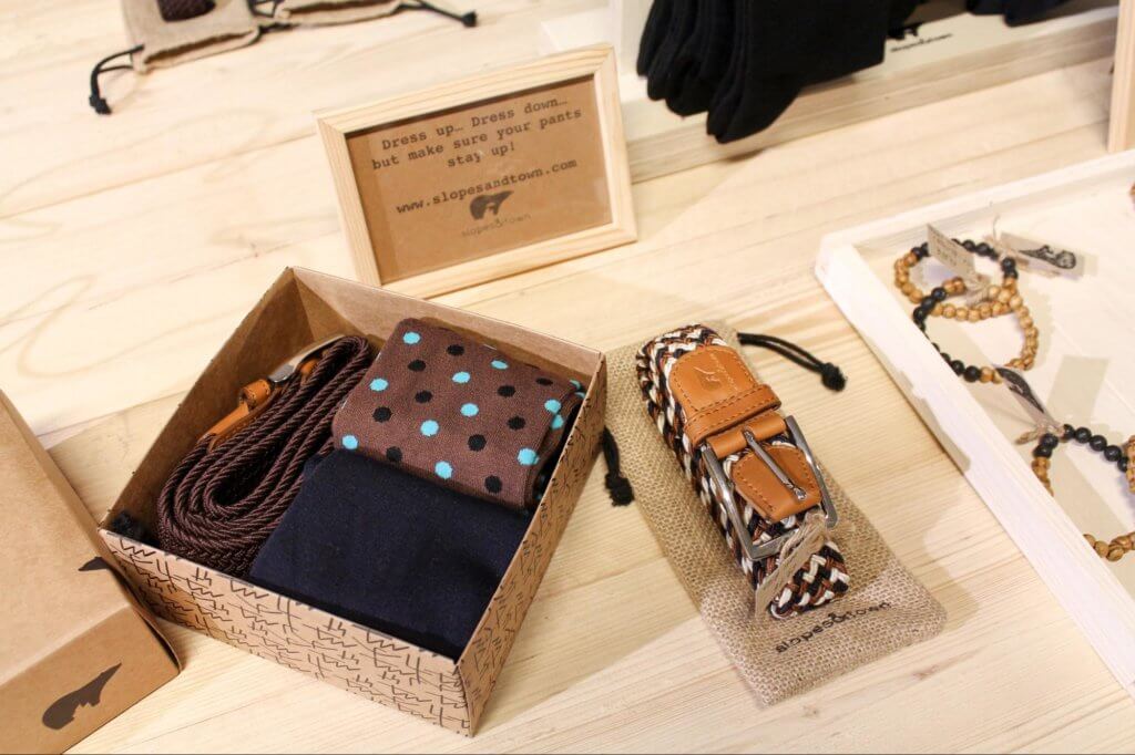 box of belt and socks with custom packaging