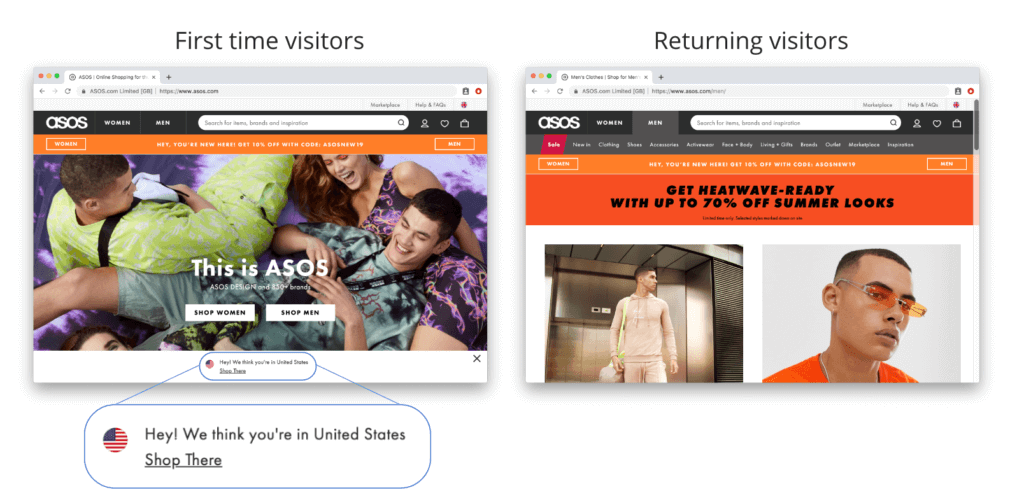 Asos uses personalized home page images 