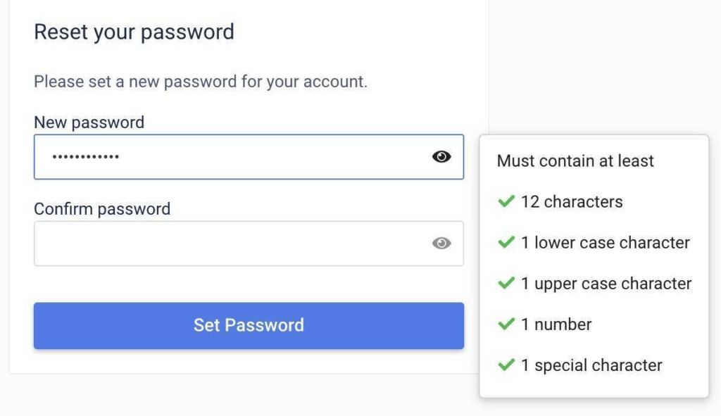 password in line validation