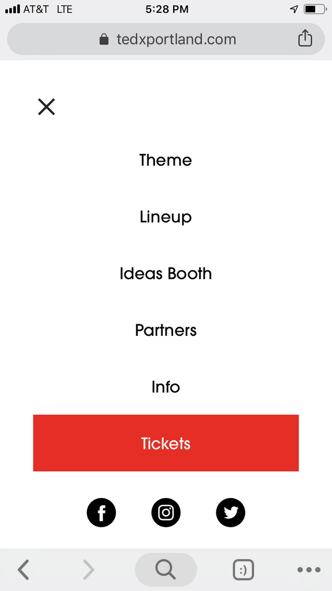 tedxportland hamburger menu