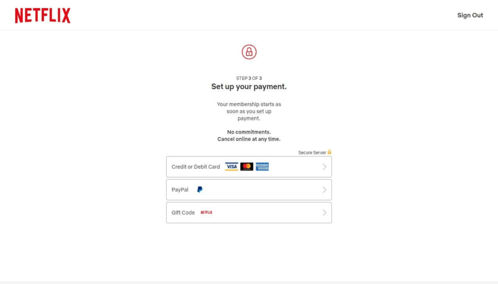 netflix set up payment