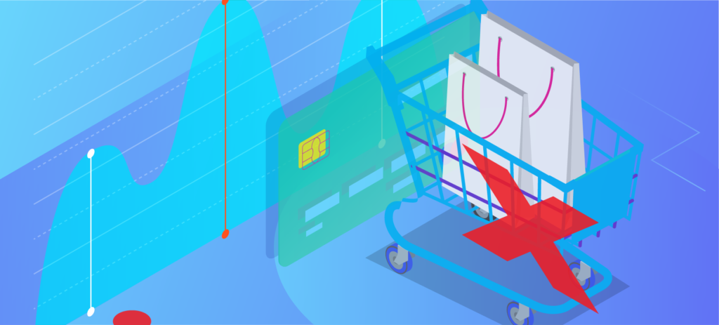 graphic of shopping cart and credit card representing ecommerce fraud