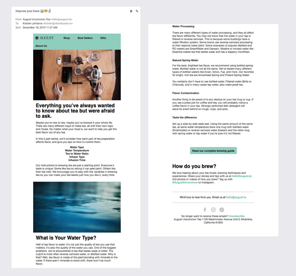 August Teas email DTC marketing
